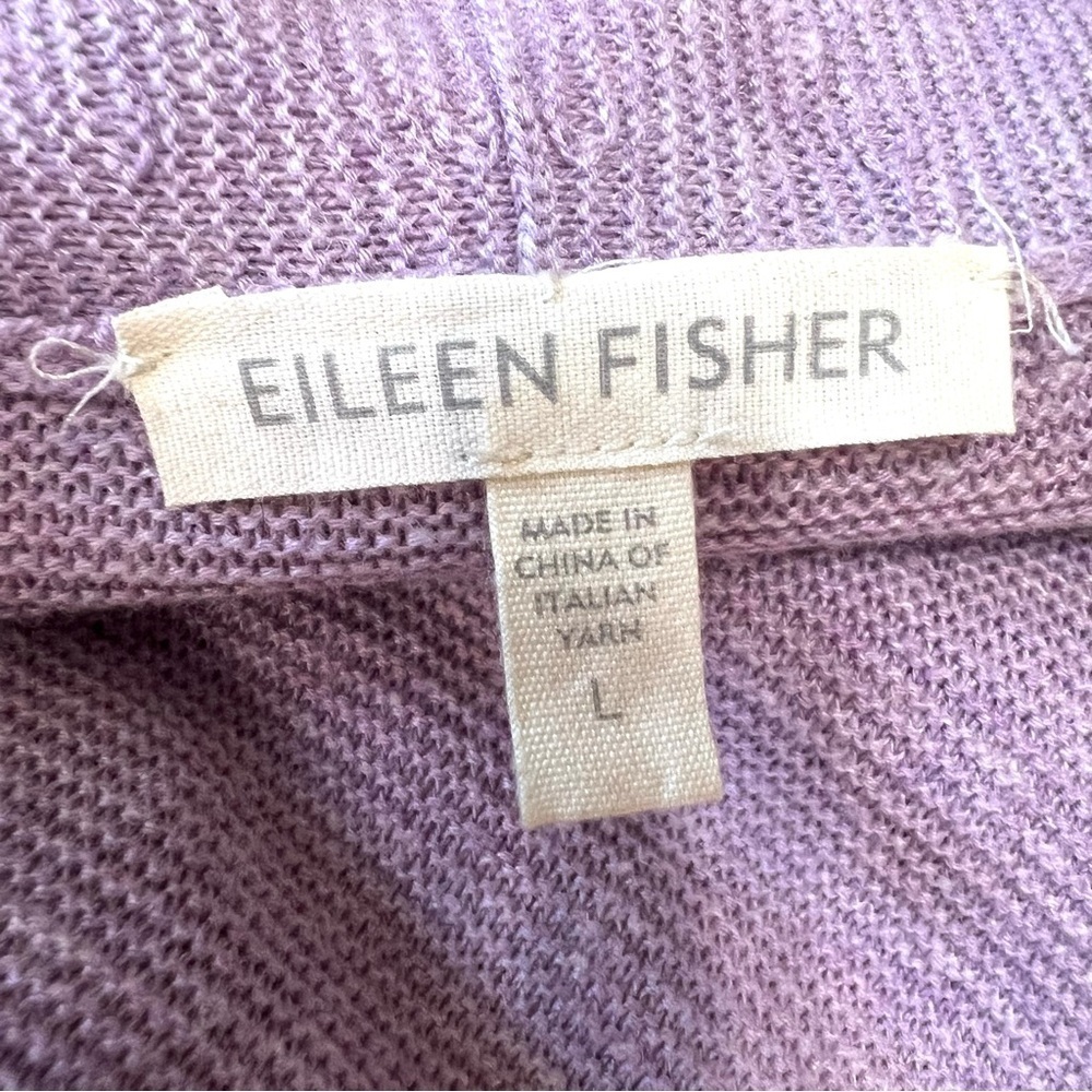 Eileen Fisher Lavender Cotton Linen Blend Open Front Cardigan Sweater Women’s L - Picture 11 of 11